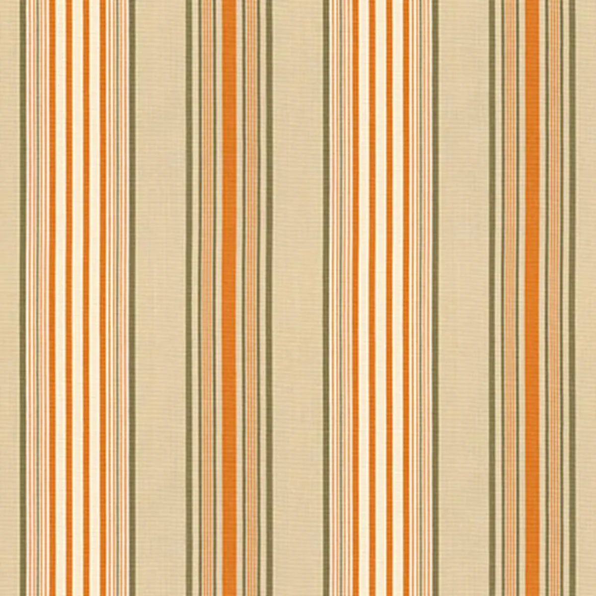 Schumacher 62961 Saratoga Cotton Stripe Beige / Mocha / Pumpkin fabric swatch