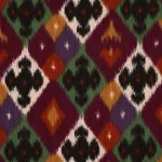 Schumacher 80662 Sasha Diamond Ikat Jade And Plum fabric swatch