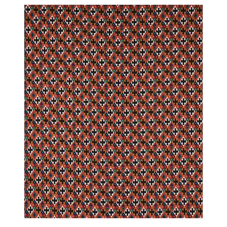 Schumacher 80661 Sasha Diamond Ikat Rose And Saffron fabric swatch