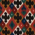 Schumacher 80661 Sasha Diamond Ikat Rose And Saffron fabric swatch