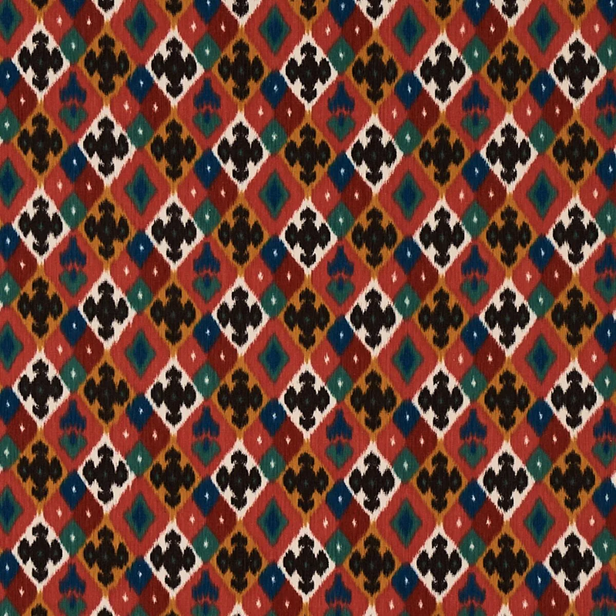 Schumacher 80661 Sasha Diamond Ikat Rose And Saffron fabric swatch