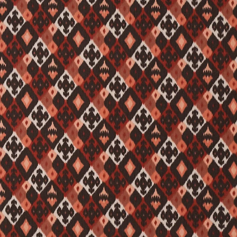 Schumacher 80660 Sasha Diamond Ikat Terracotta fabric swatch