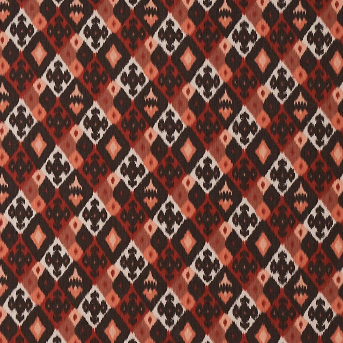 Schumacher 80660 Sasha Diamond Ikat Terracotta fabric swatch