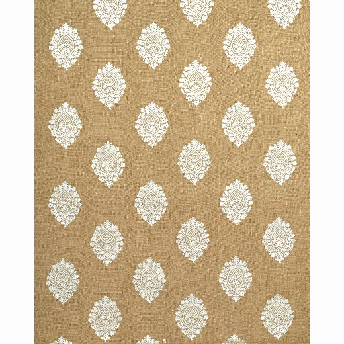 Schumacher 67340 Savanna Jute Embroidered Sheer Jute fabric swatch