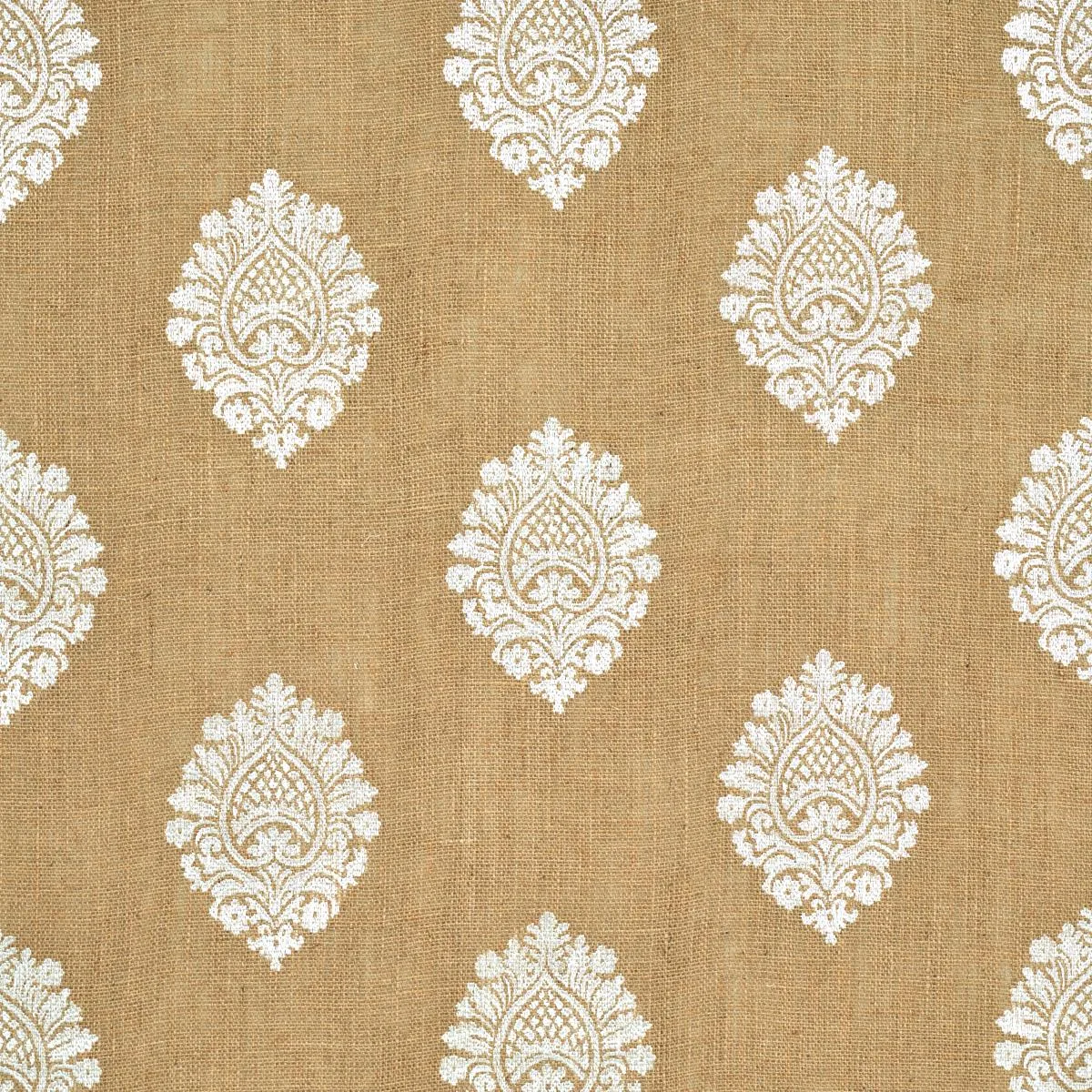 Schumacher 67340 Savanna Jute Embroidered Sheer Jute fabric swatch