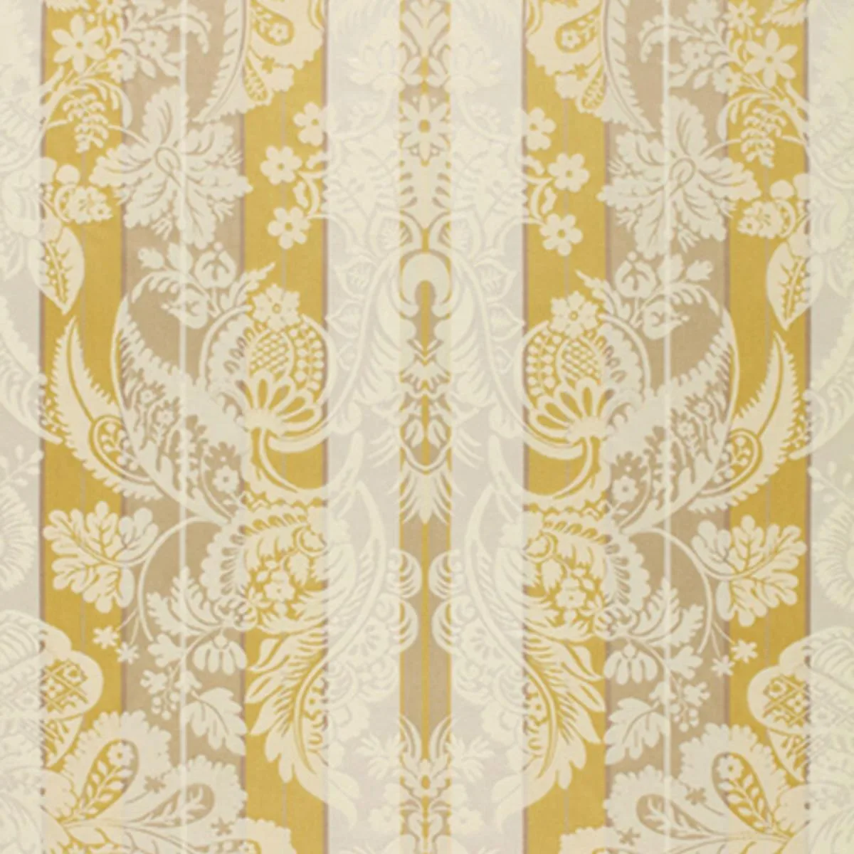 Schumacher 64393 Savannah Imberline Damask Chardonnay fabric swatch