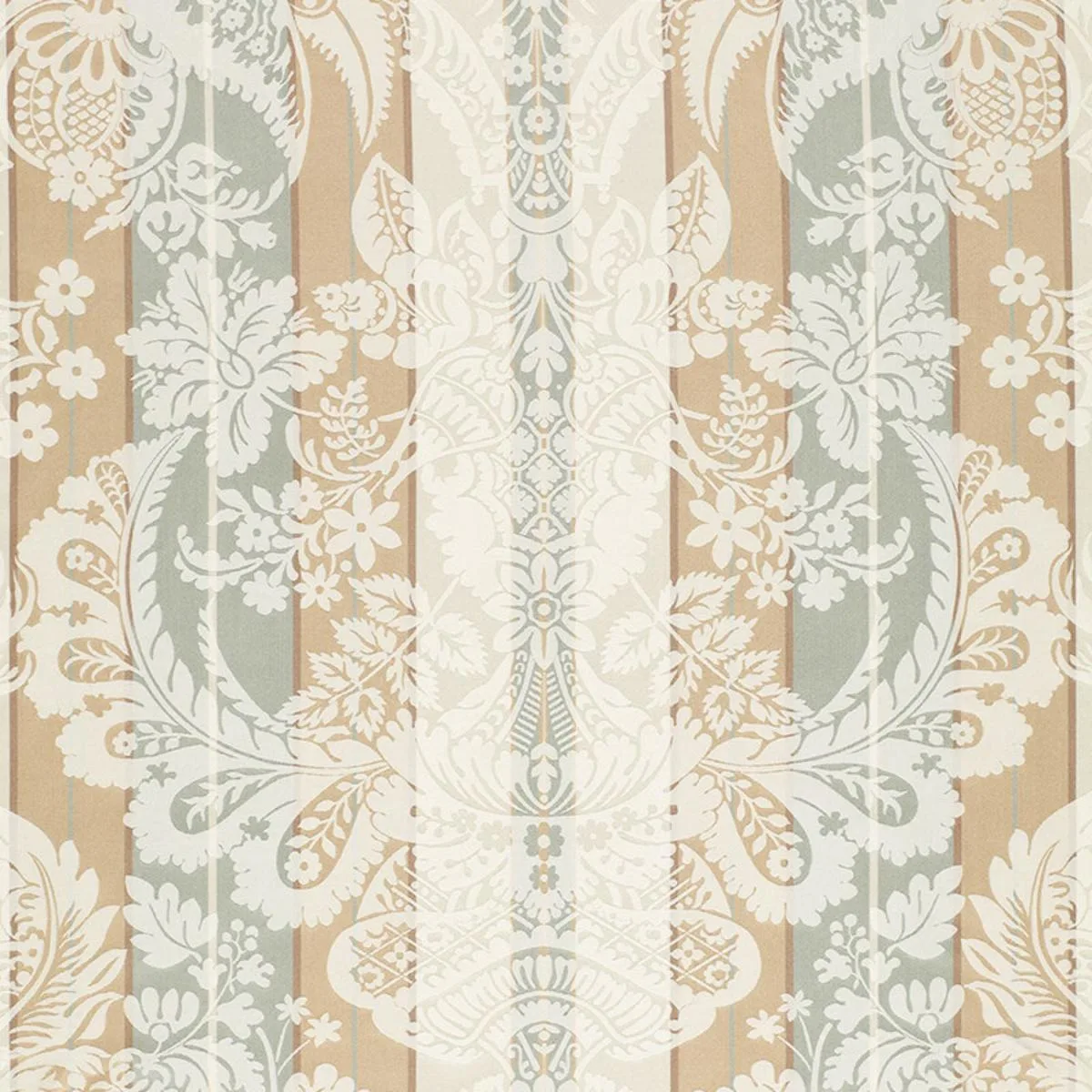 Schumacher 64391 Savannah Imberline Damask Ciel fabric swatch