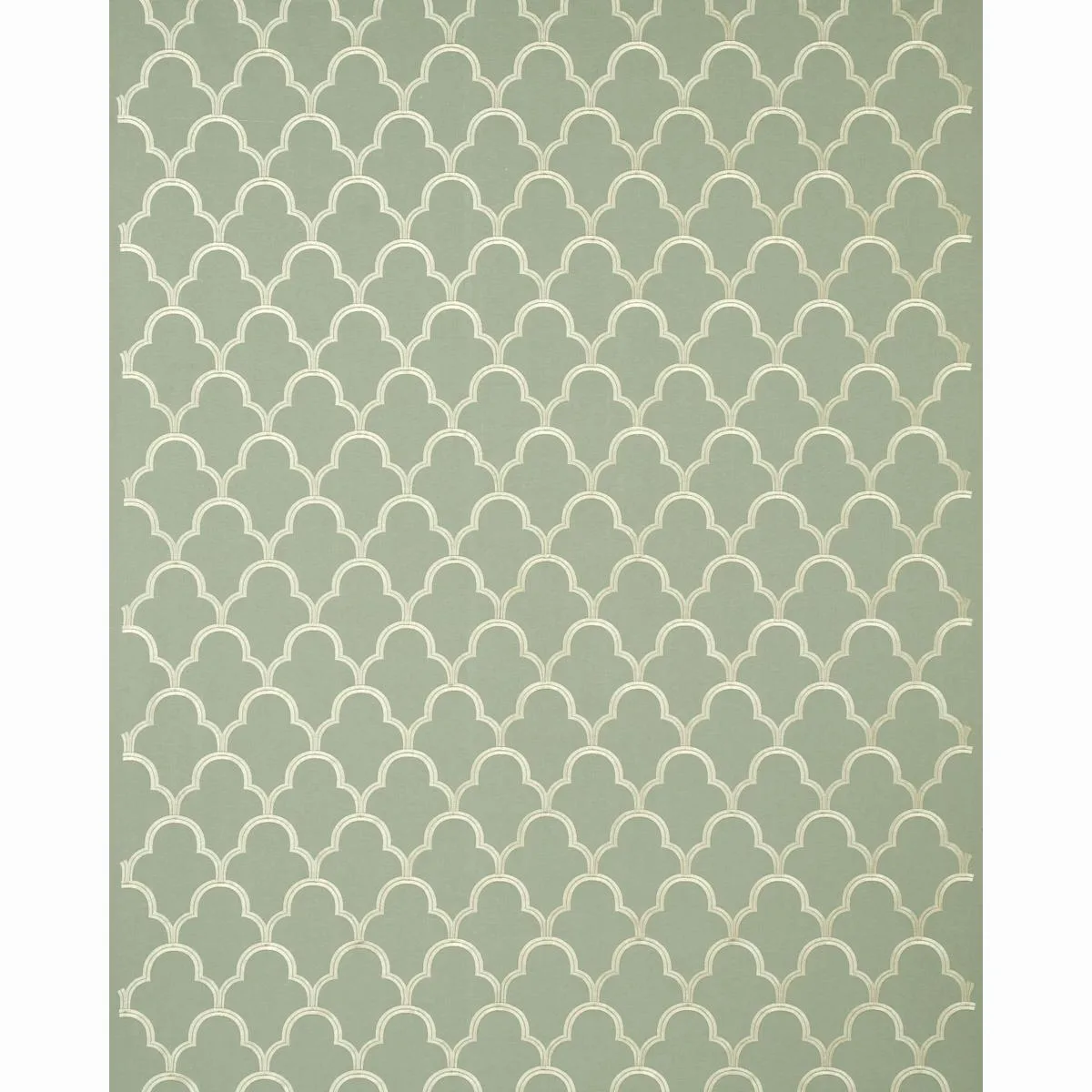 Schumacher 64320 Scallop Embroidery Mineral fabric swatch
