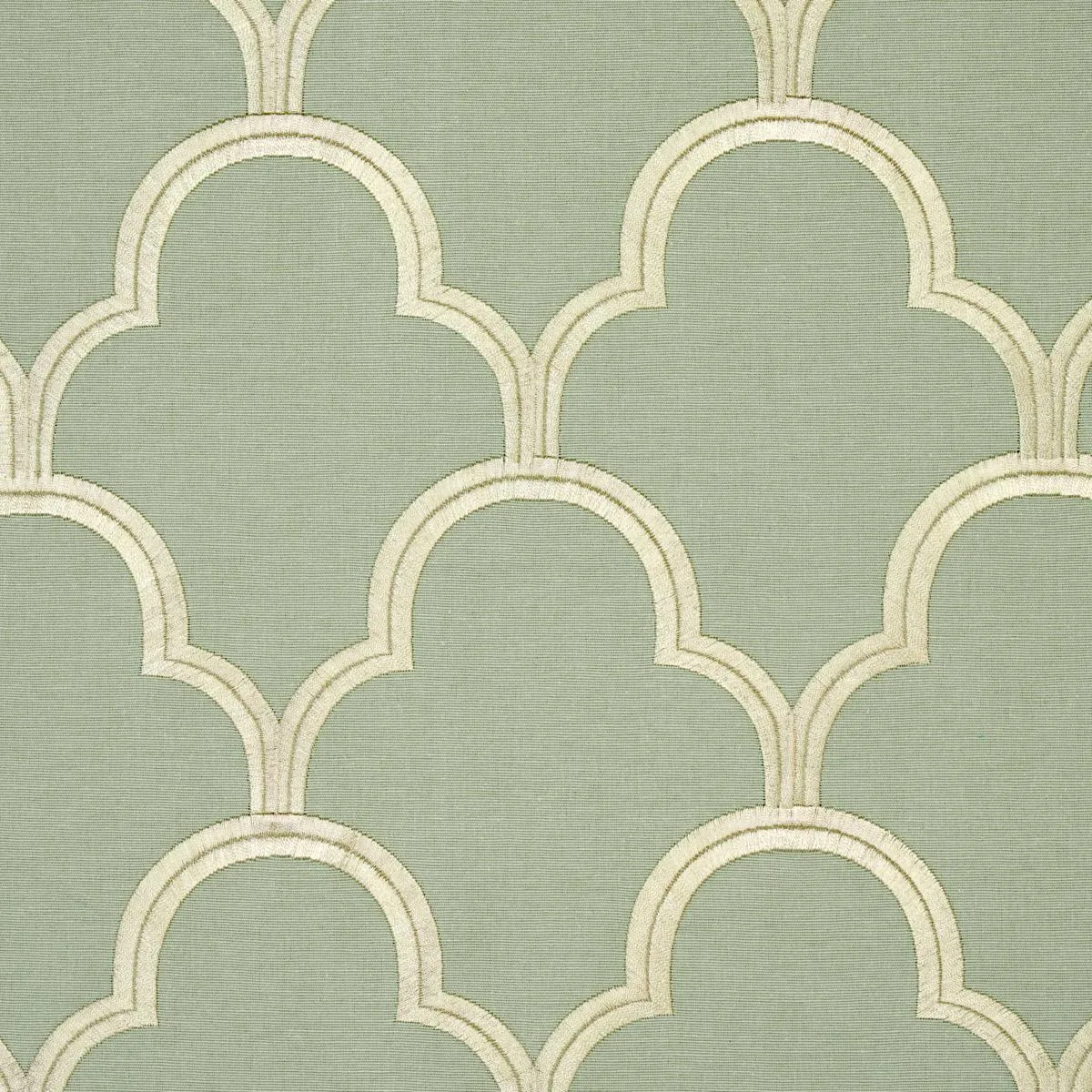 Schumacher 64320 Scallop Embroidery Mineral fabric swatch