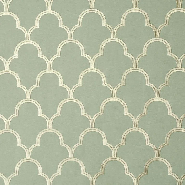 Schumacher 64320 Scallop Embroidery Mineral fabric swatch