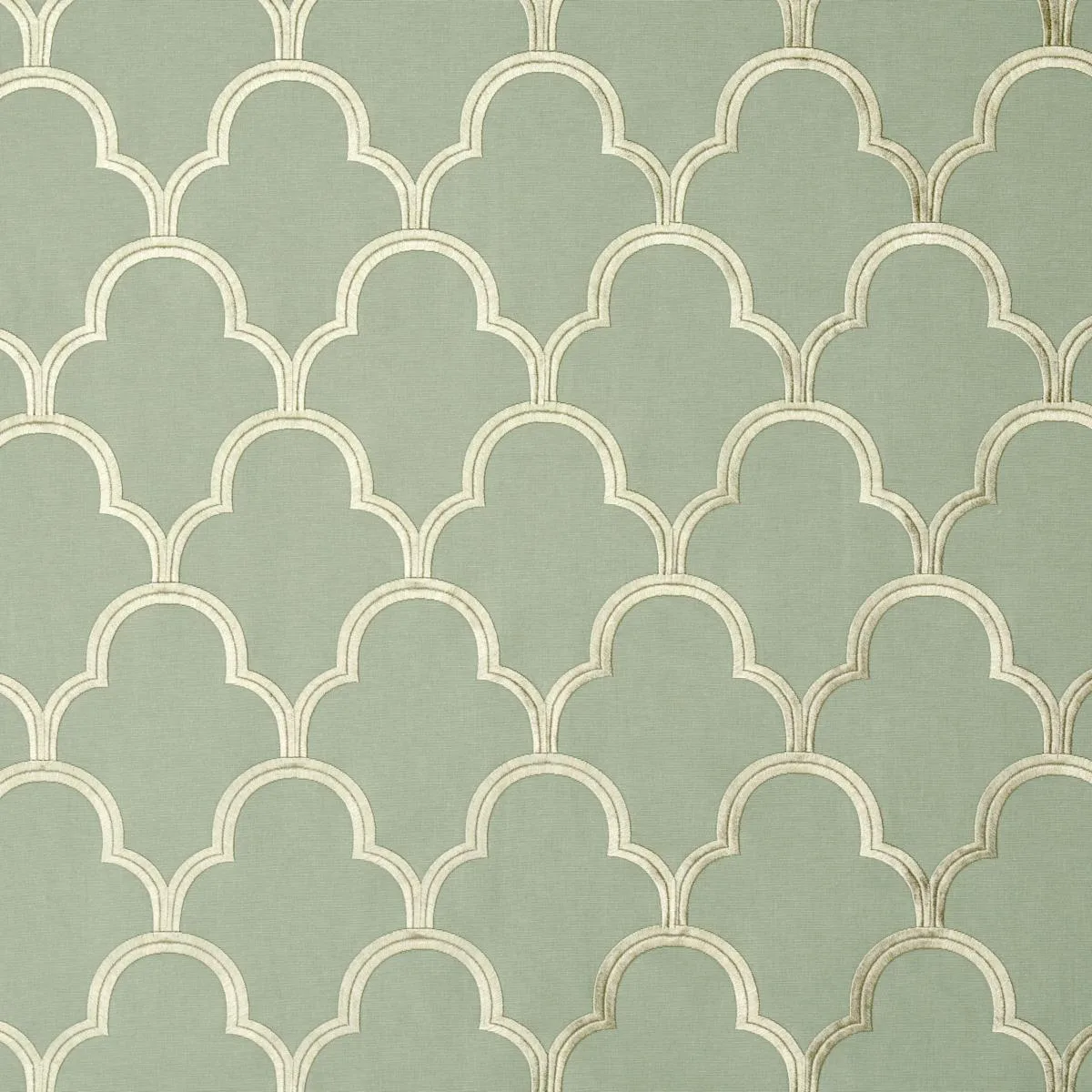 Schumacher 64320 Scallop Embroidery Mineral fabric swatch
