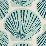 Schumacher 183770 Scallop Shell Aqua fabric swatch