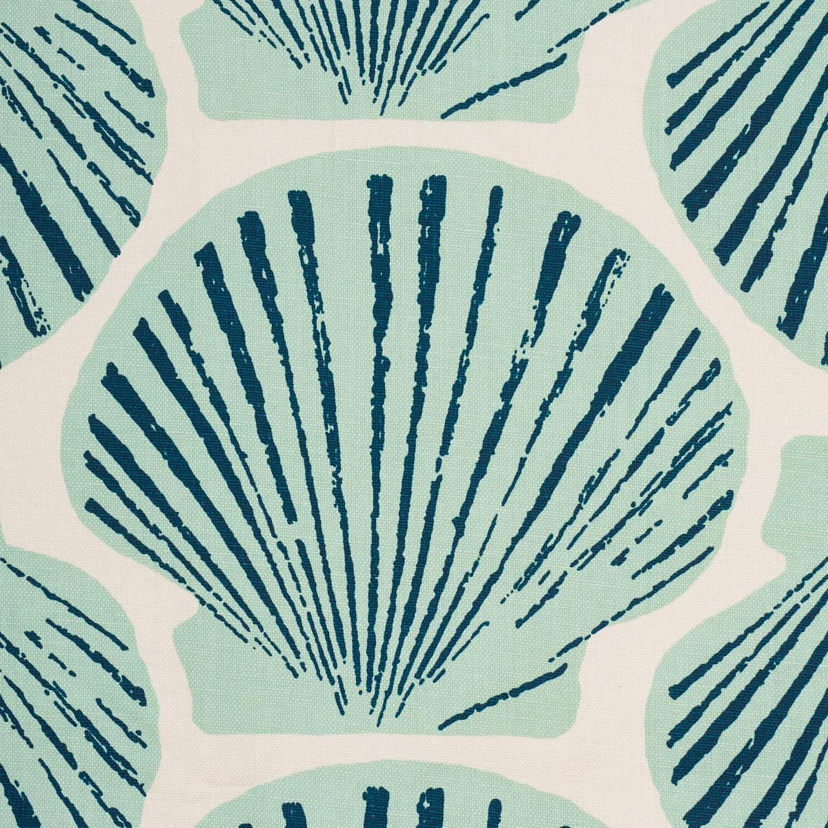 Schumacher 183770 Scallop Shell Aqua fabric swatch