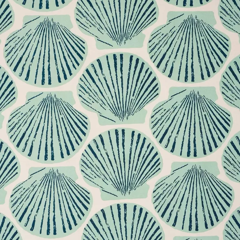 Schumacher 183770 Scallop Shell Aqua fabric swatch