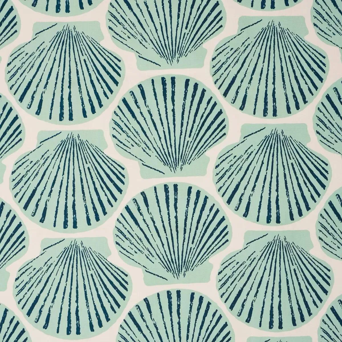 Schumacher 183770 Scallop Shell Aqua fabric swatch