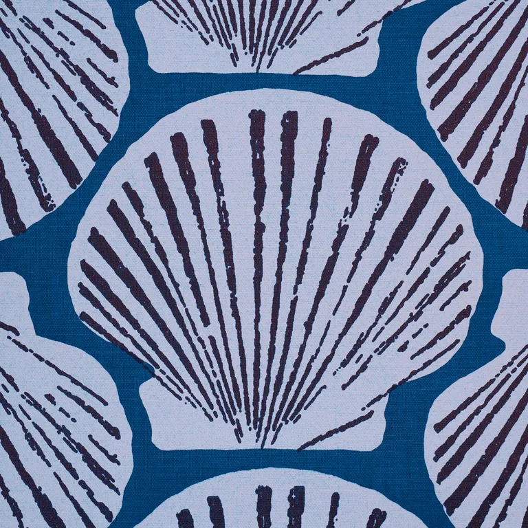 Schumacher 183773 Scallop Shell Indigo fabric swatch