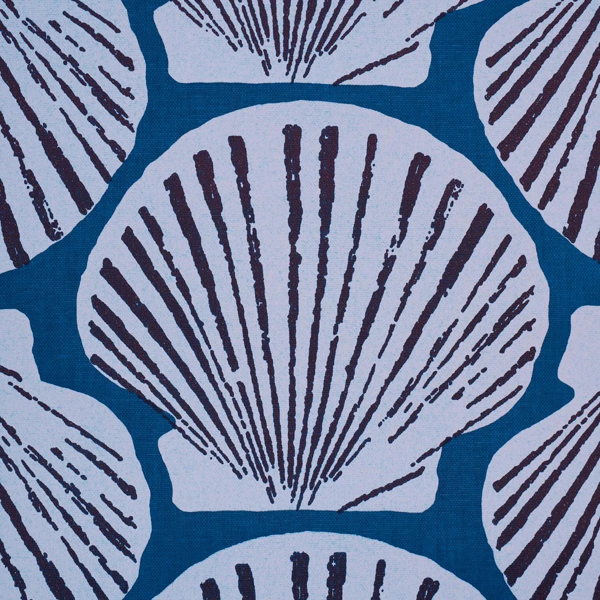 Schumacher 183773 Scallop Shell Indigo fabric swatch