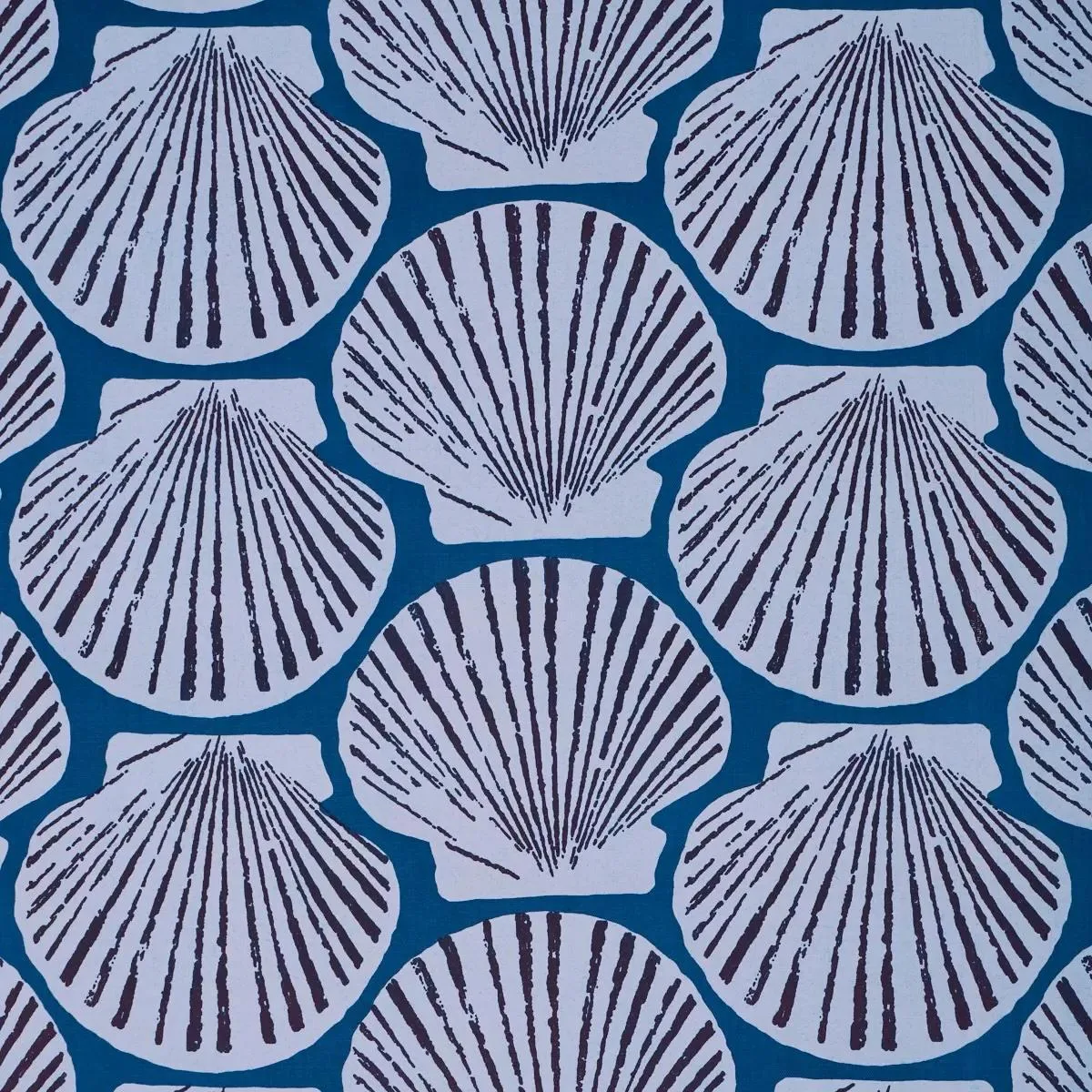 Schumacher 183773 Scallop Shell Indigo fabric swatch