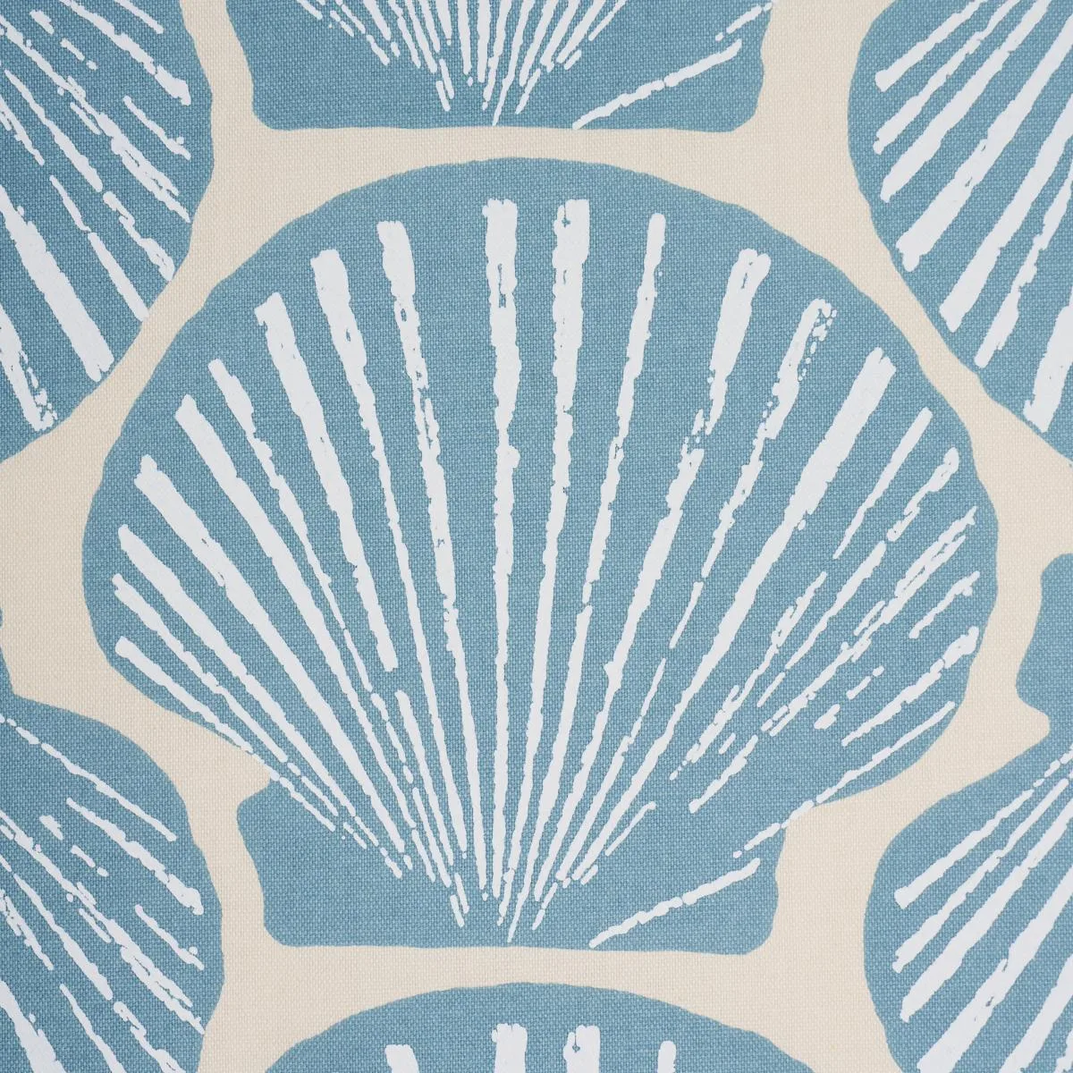 Schumacher 183771 Scallop Shell Light Blue fabric swatch