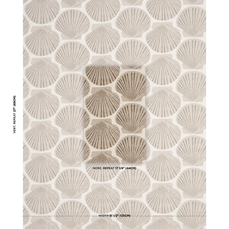 Schumacher 183772 Scallop Shell Natural fabric swatch