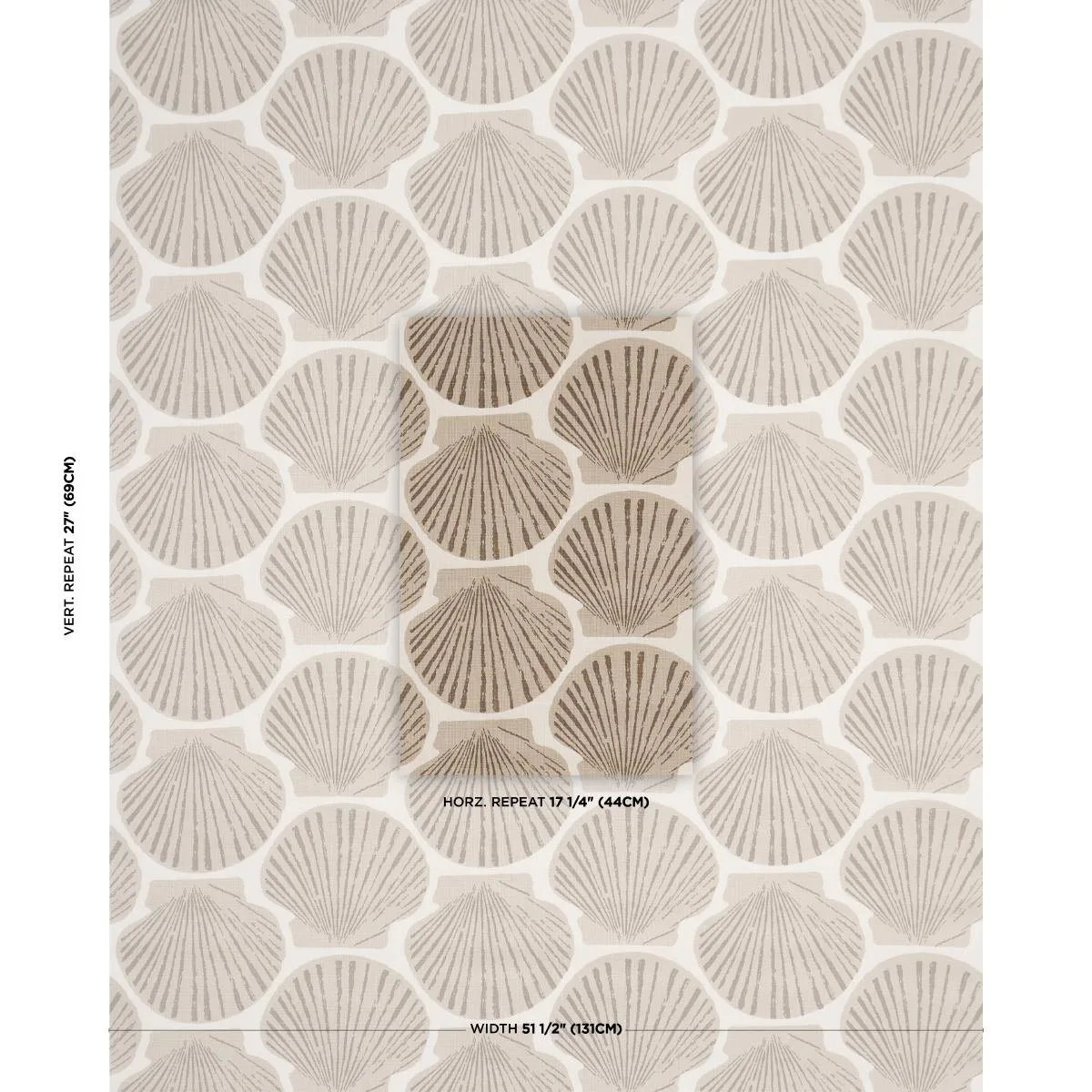 Schumacher 183772 Scallop Shell Natural fabric swatch