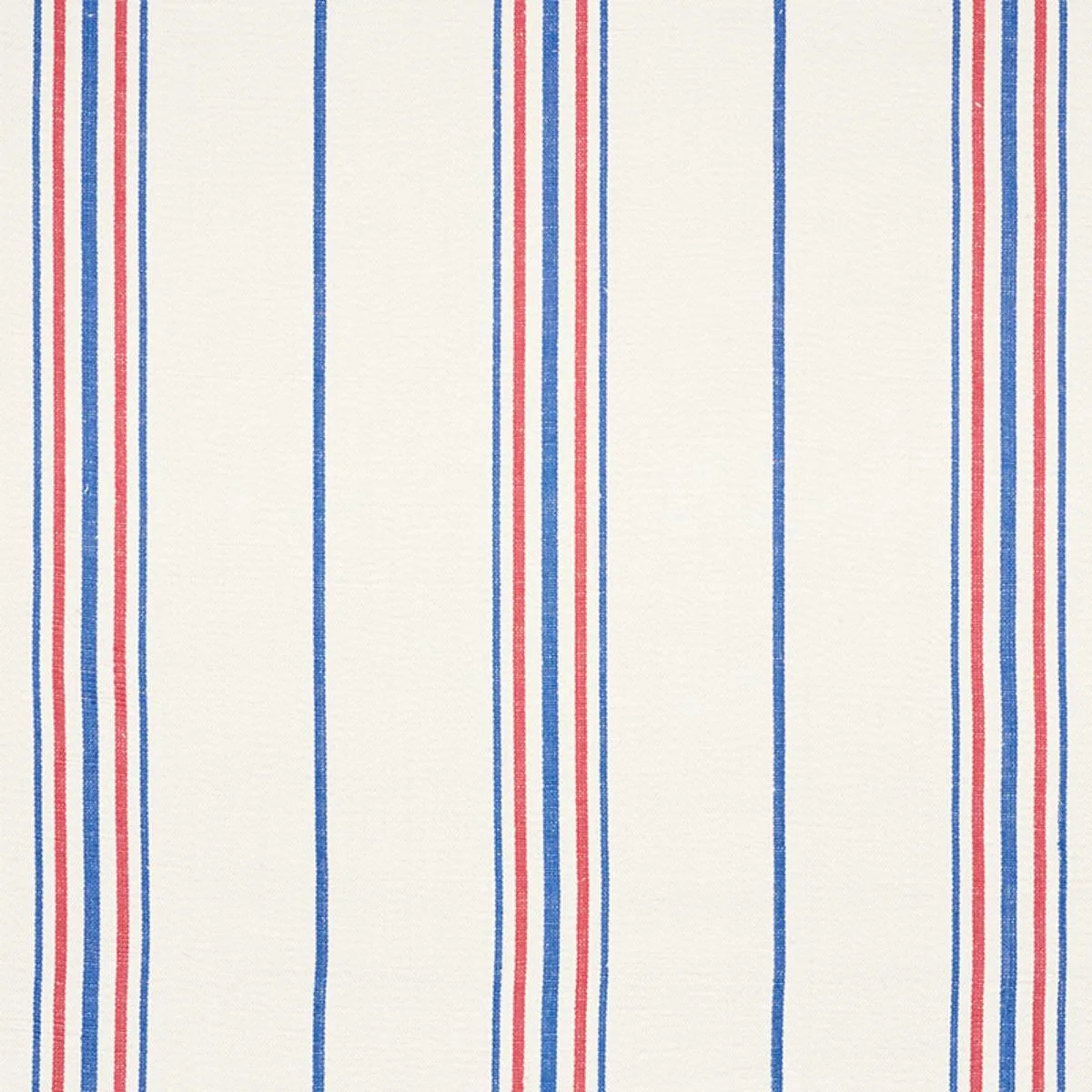 Schumacher 75261 Scarset Stripe Blue  & Red fabric swatch