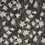Schumacher 180302 Scattered Lilies Charcoal fabric swatch