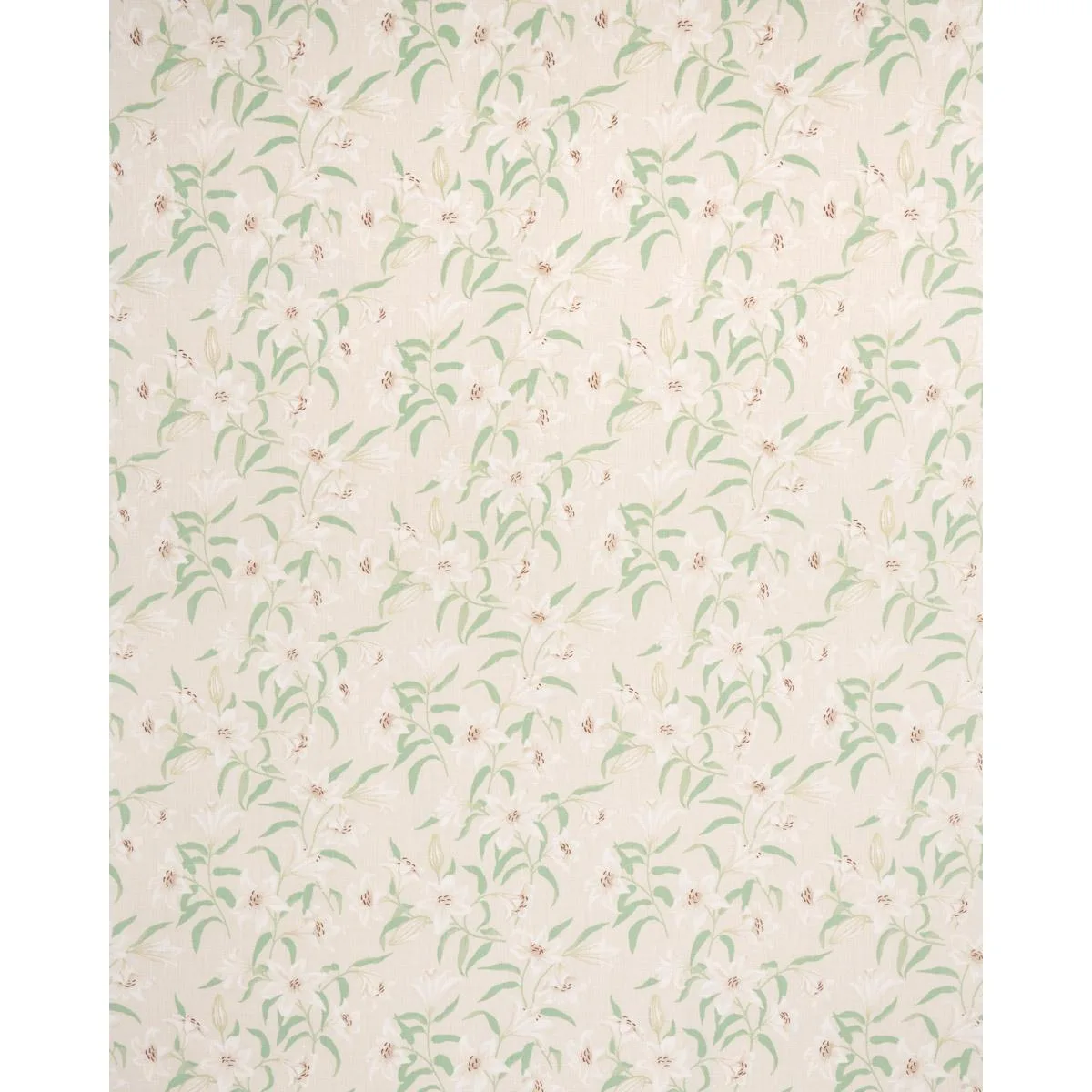 Schumacher 180300 Scattered Lilies Cream fabric swatch