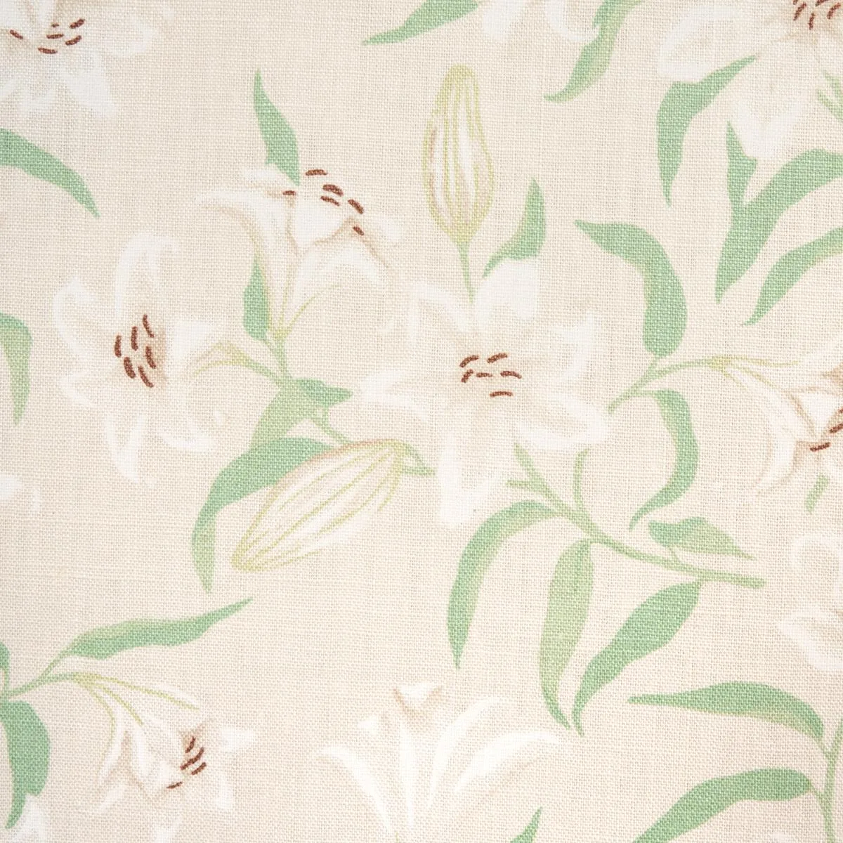 Schumacher 180300 Scattered Lilies Cream fabric swatch