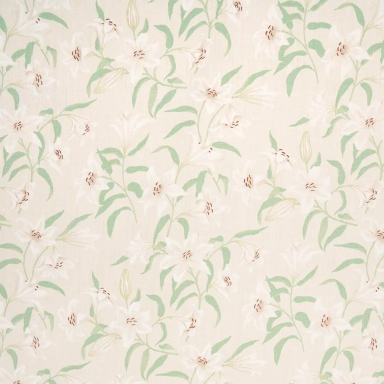 Schumacher 180300 Scattered Lilies Cream fabric swatch