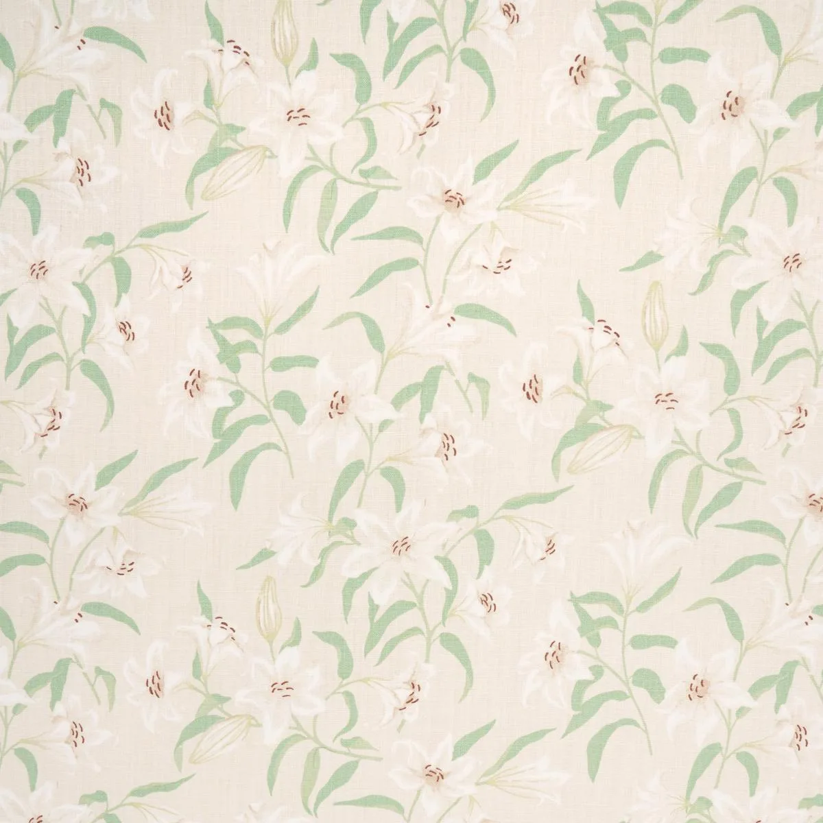 Schumacher 180300 Scattered Lilies Cream fabric swatch