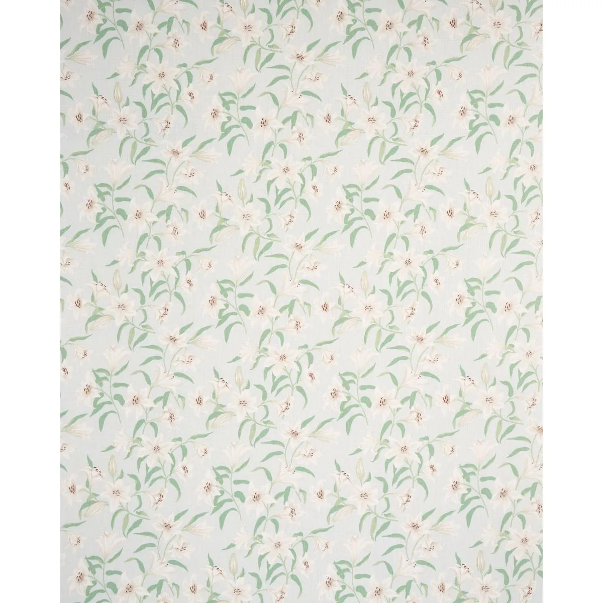Schumacher 180301 Scattered Lilies Sky fabric swatch