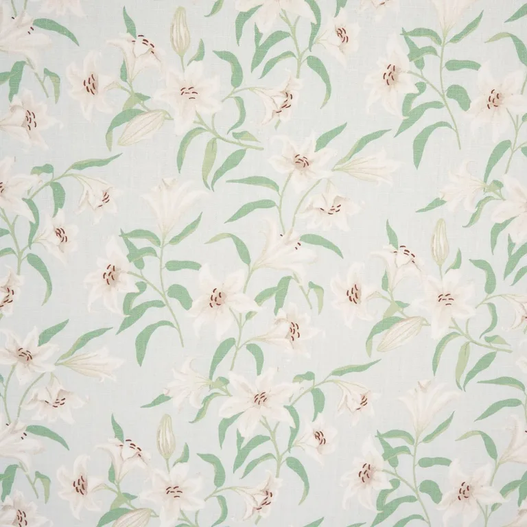 Schumacher 180301 Scattered Lilies Sky fabric swatch