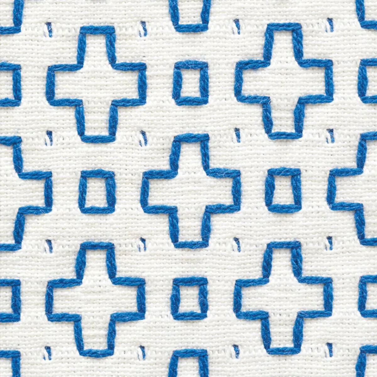 Schumacher 73560 Scout Embroidery Blue fabric swatch