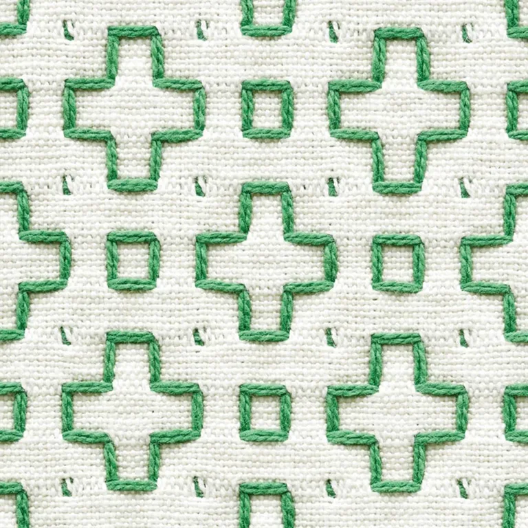 Schumacher 73561 Scout Embroidery Green fabric swatch