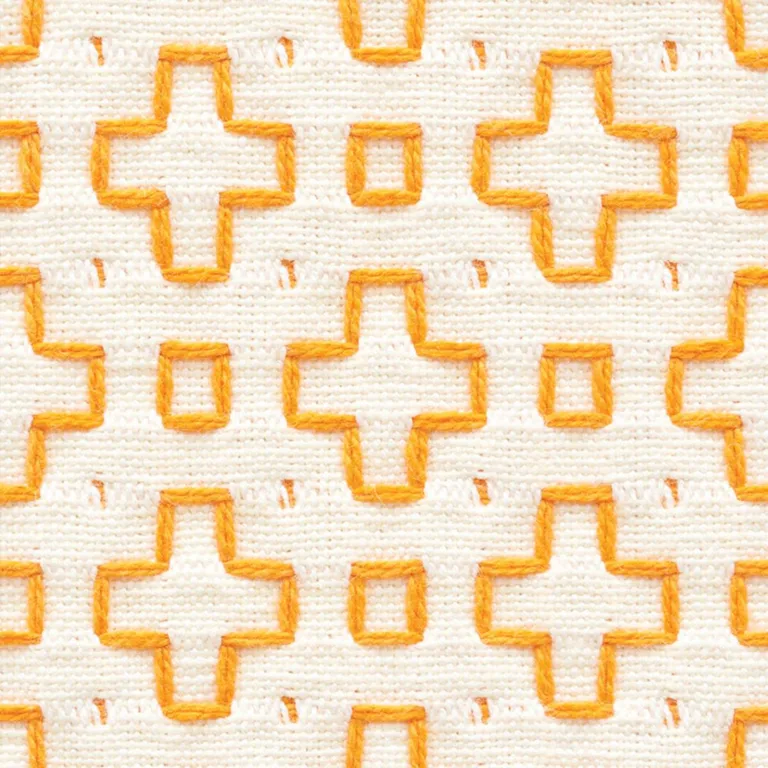 Schumacher 73562 Scout Embroidery Orange fabric swatch