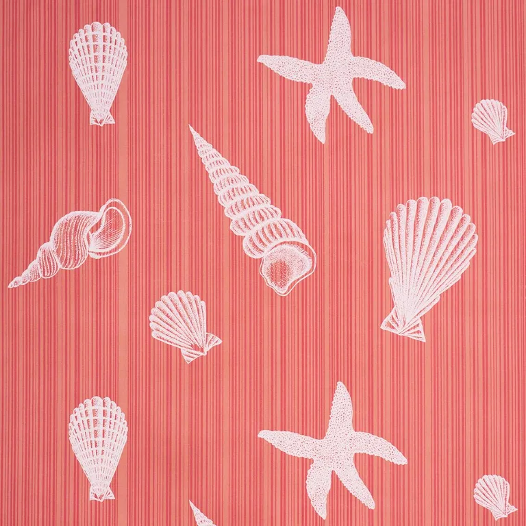 Schumacher 183802 Seashells Coral fabric swatch