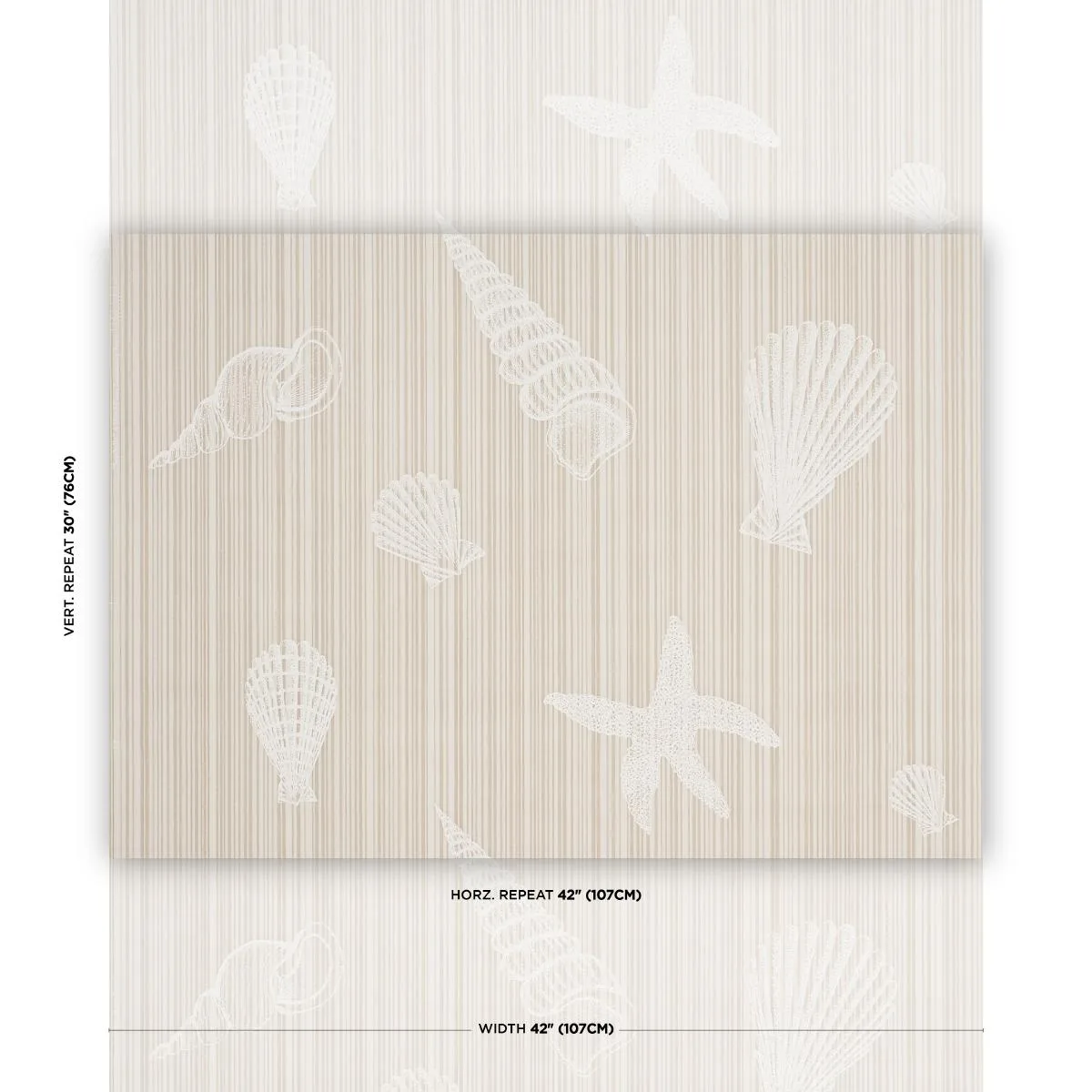 Schumacher 183801 Seashells Natural fabric swatch
