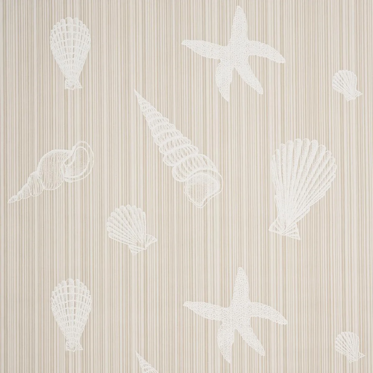 Schumacher 183801 Seashells Natural fabric swatch