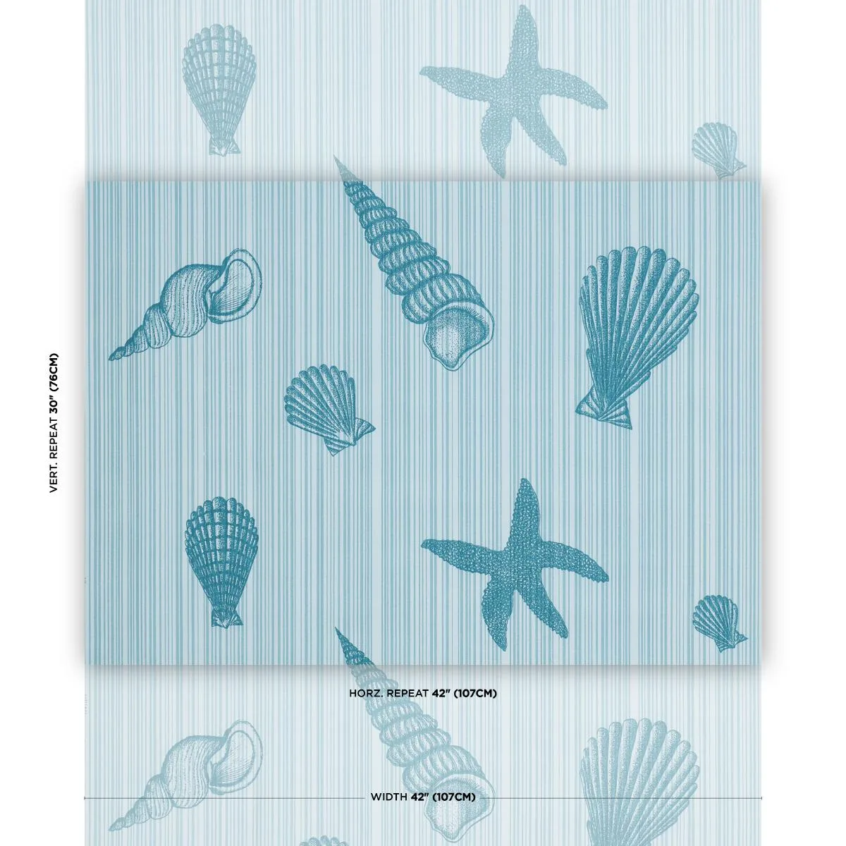 Schumacher 183800 Seashells Ocean fabric swatch