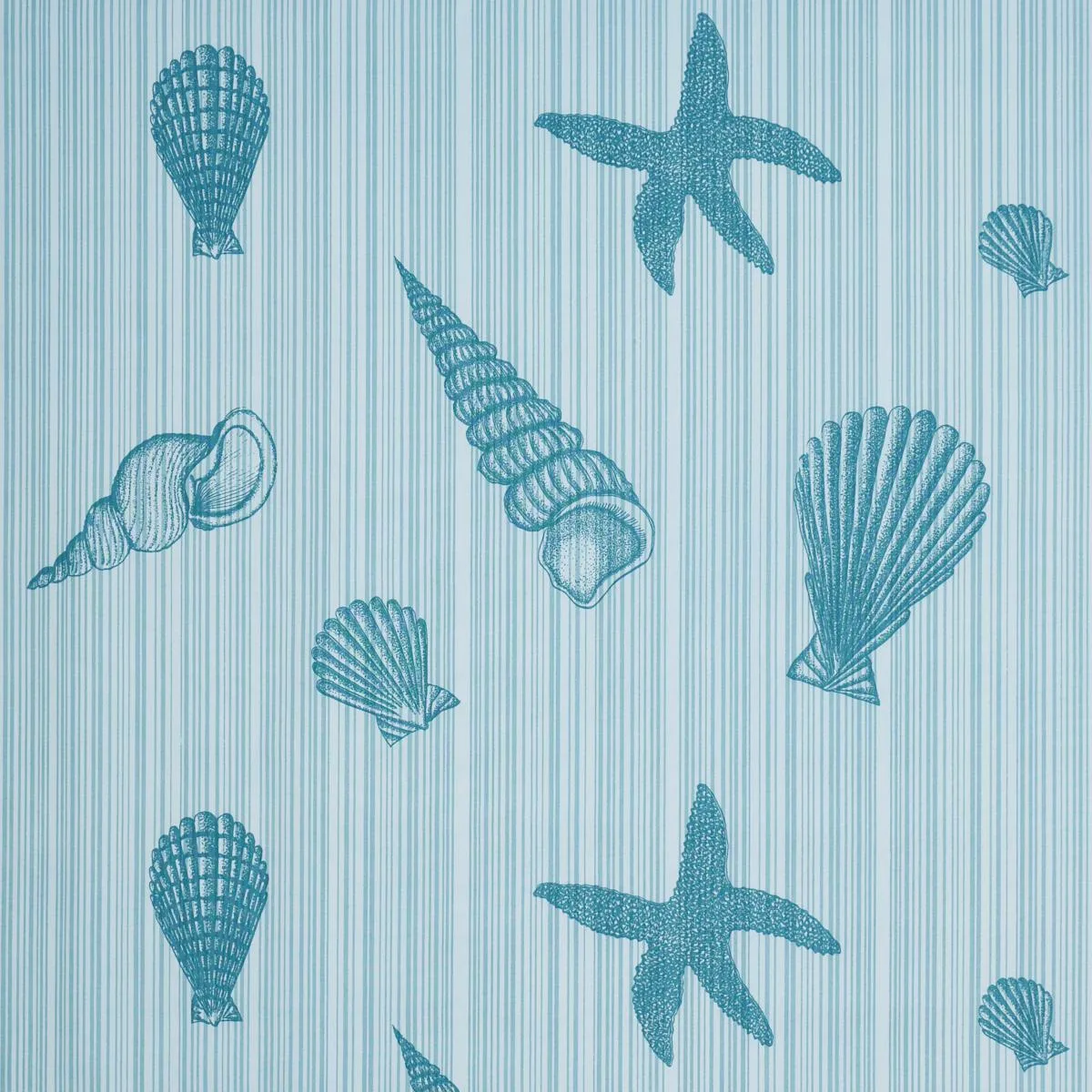 Schumacher 183800 Seashells Ocean fabric swatch