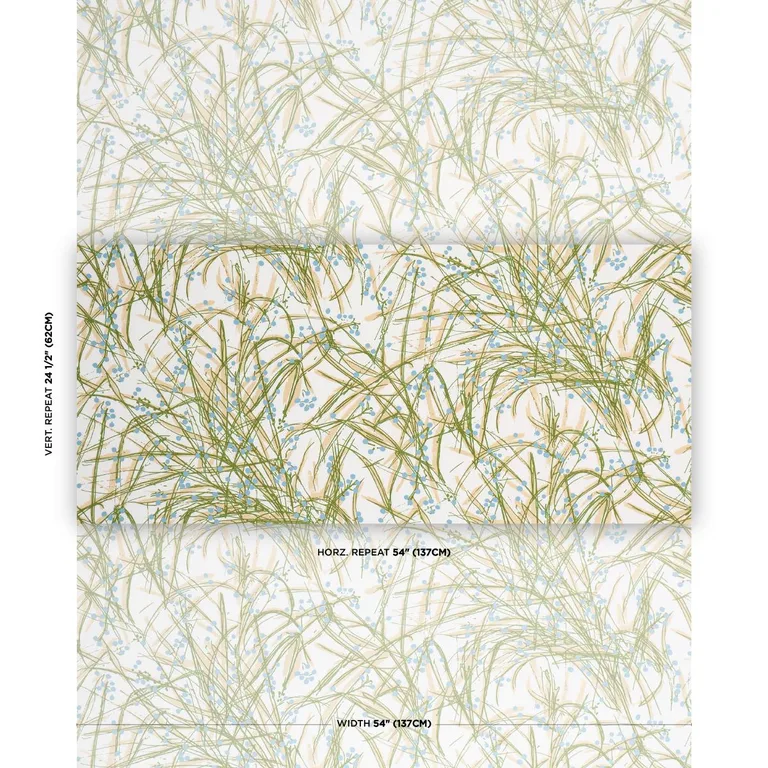 Schumacher 183812 Seaweed Green Multi fabric swatch