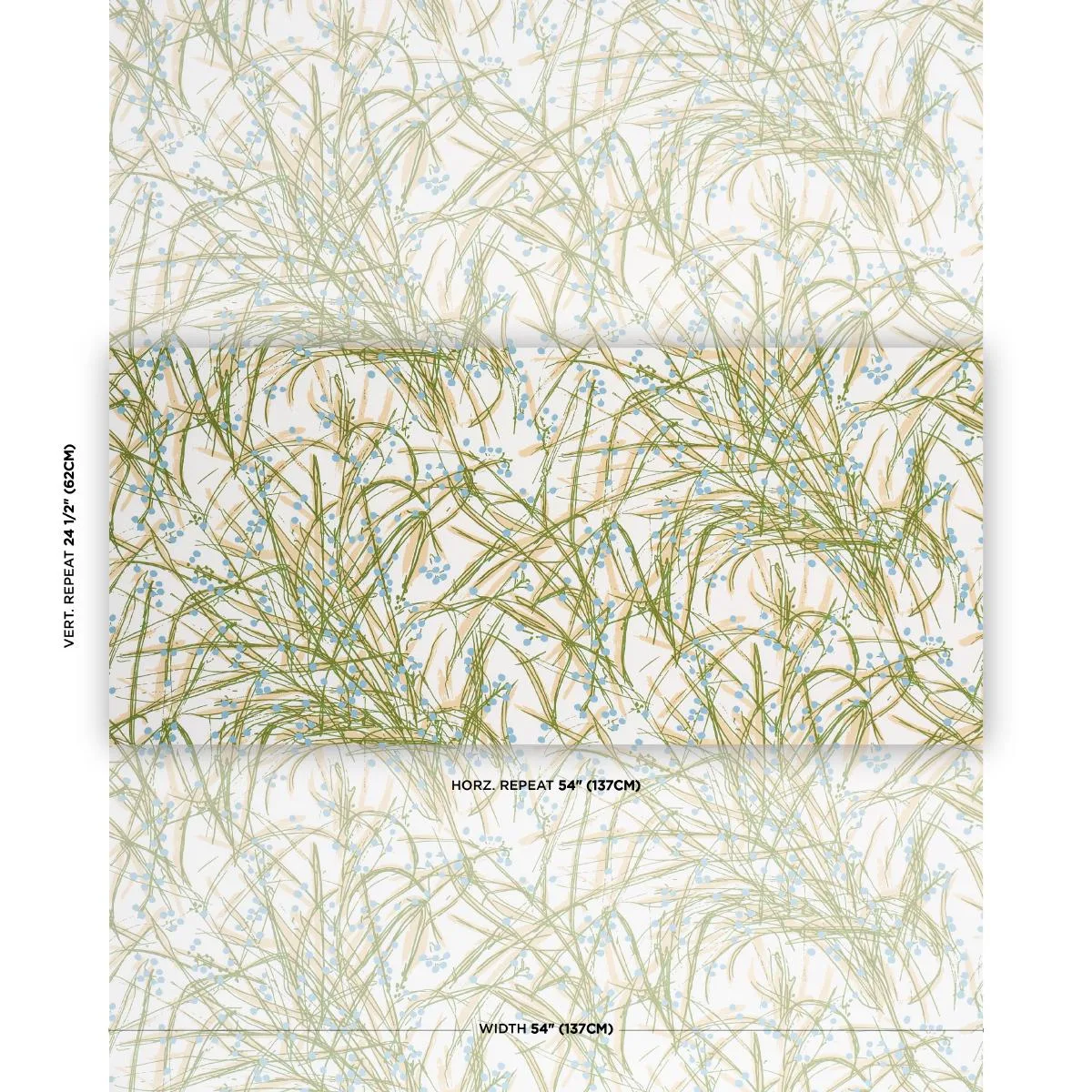 Schumacher 183812 Seaweed Green Multi fabric swatch