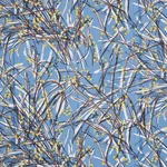 Schumacher 183810 Seaweed Navy Multi fabric swatch