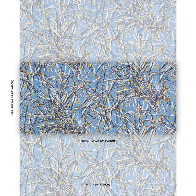 Schumacher 183810 Seaweed Navy Multi fabric swatch