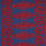 Schumacher 80210 Seema Embroidery Blue & Red fabric swatch
