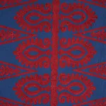 Schumacher 80210 Seema Embroidery Blue & Red fabric swatch