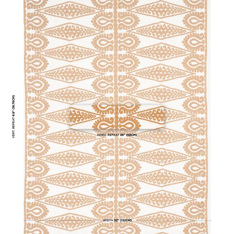 Schumacher 80212 Seema Embroidery Gold fabric swatch