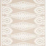 Schumacher 80211 Seema Embroidery Ivory On Natural fabric swatch