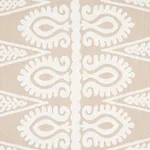 Schumacher 80211 Seema Embroidery Ivory On Natural fabric swatch